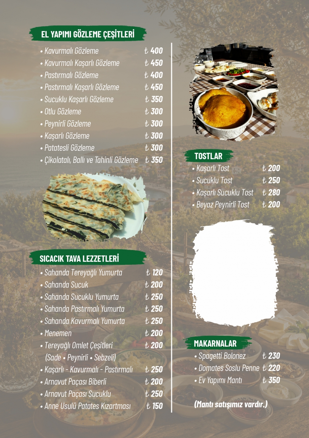 GÖZLEME / TOST / MAKARNA