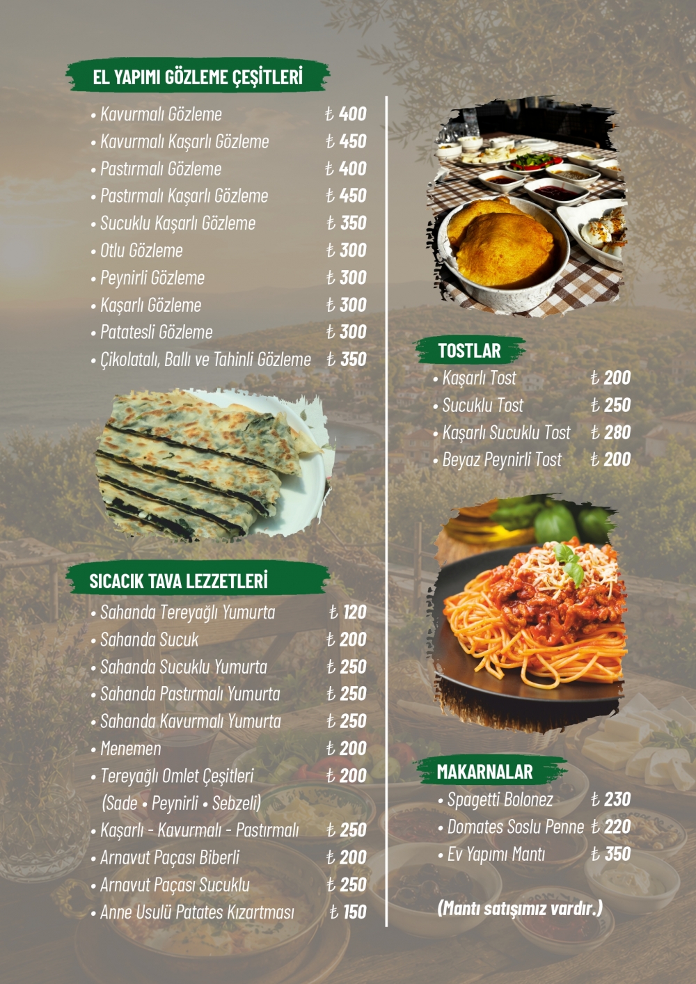 GÖZLEME / TOST / MAKARNA